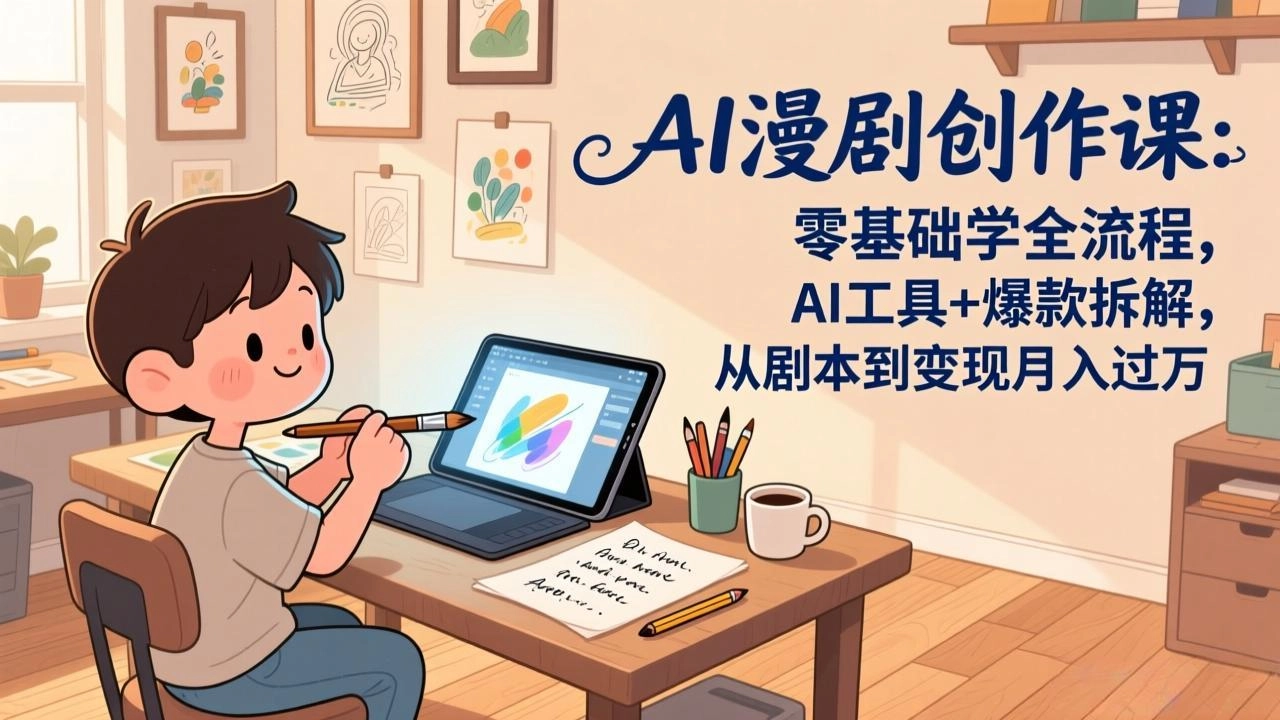 AI漫剧创作课：零基础学全流程，AI工具+爆款拆解，从剧本到变现月入过万-黑猫博客