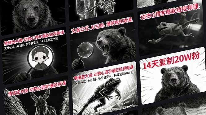 情绪放大镜-动物心理学爆款短视频课，文案公式、AI生图、多平台变现，14天复制20W粉-黑猫博客