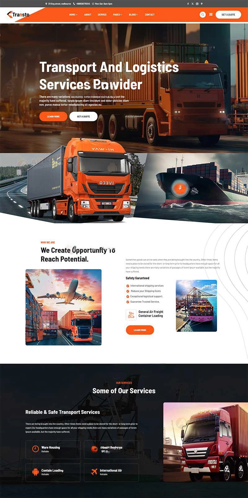 响应式货车物流运输网页模板-黑猫博客