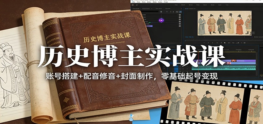历史博主实战课：账号搭建+配音修音+封面制作，零基础起号变现-黑猫博客