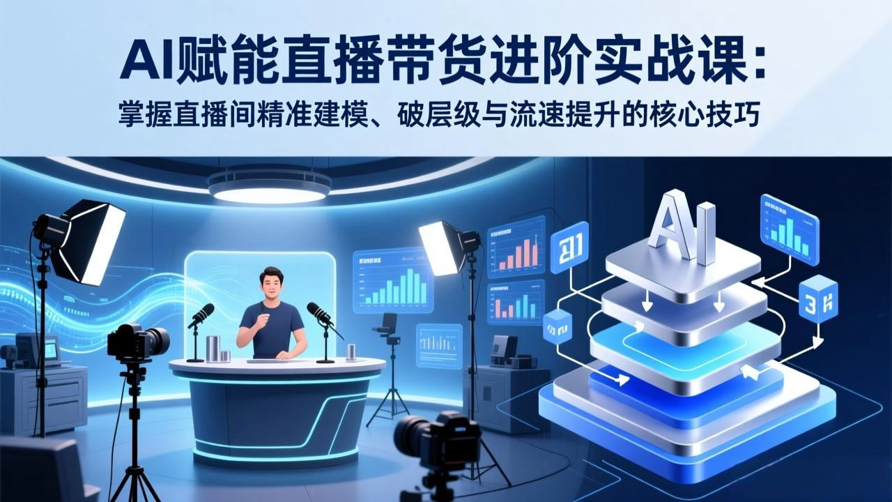 AI赋能直播带货进阶实战课：掌握直播间精准建模、破层级与流速提升的核心技巧-黑猫博客