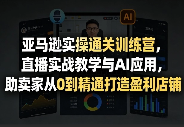 亚马逊实操通关训练营，直播实战教学与AI应用，助卖家从0到精通打造盈利店铺(更新3月23日)-黑猫博客