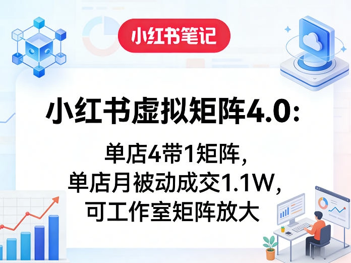 小红书虚拟矩阵4.0：单店4带1矩阵，单店月被动成交1.1W，可工作室矩阵放大-黑猫博客