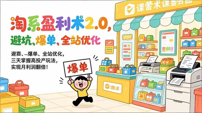 淘系盈利术2.0，避坑、爆单、全站优化，三天掌握高投产玩法，实现月利润翻倍！-黑猫博客