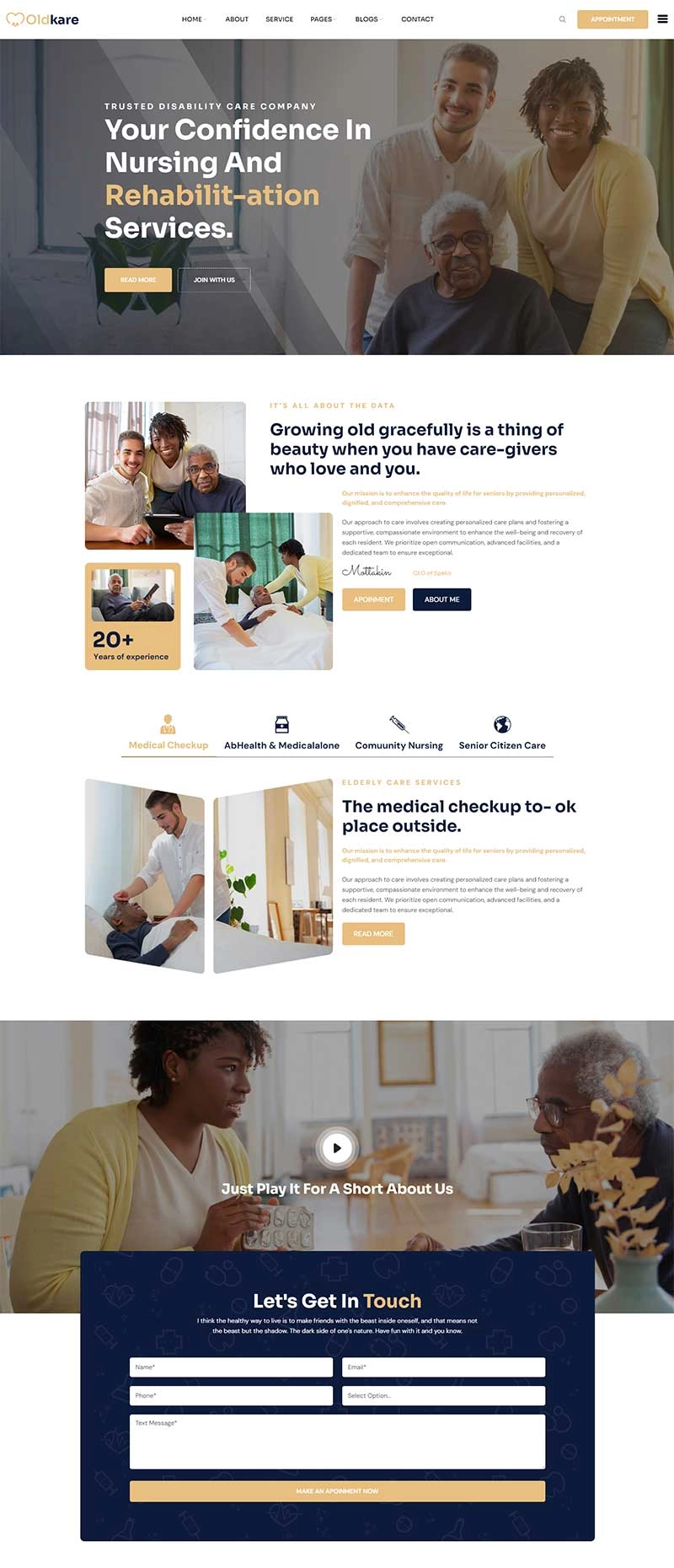 响应式康复机构养老院网页模板-黑猫博客