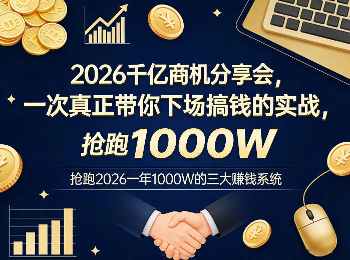 2026千亿商机分享会，一次真正带你下场搞钱的实战，抢跑2026一年1000W的三大賺钱系统-黑猫博客