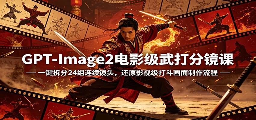 GPT-Image2电影级武打分镜课：一键拆分24组连续镜头，还原影视级打斗画面制作流程-黑猫博客