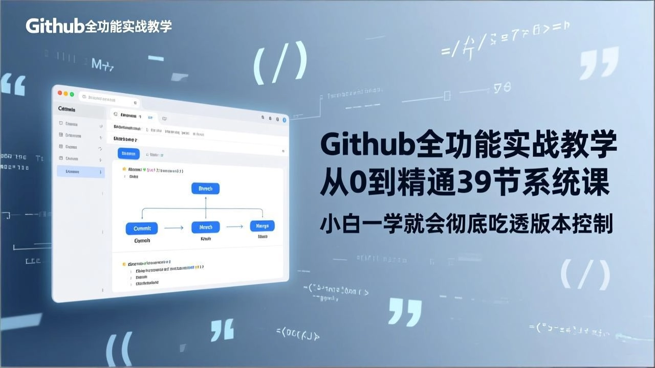 GitHub-全功能实战教学，从0到精通39节系统课，小白一学就会彻底吃透版本控制-黑猫博客
