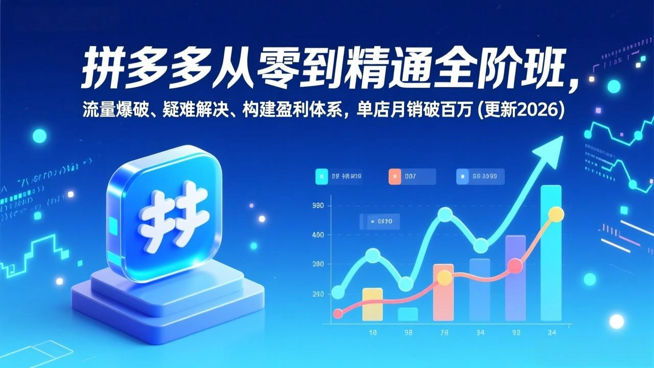 拼多多从零到精通全阶班，流量爆破、疑难解决，构建盈利体系，单店月销破百万(更新2026-黑猫博客