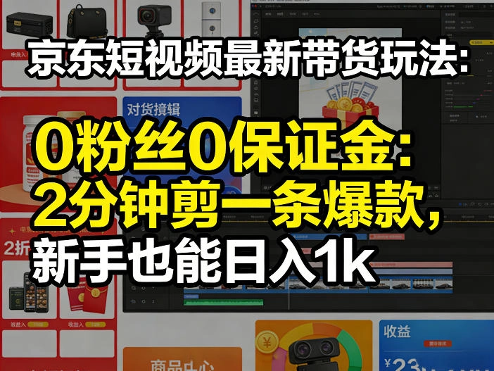 京东短视频最新带货玩法，0粉丝0保证金，2分钟剪一条爆款，新手也能日入1k+【揭秘】-黑猫博客