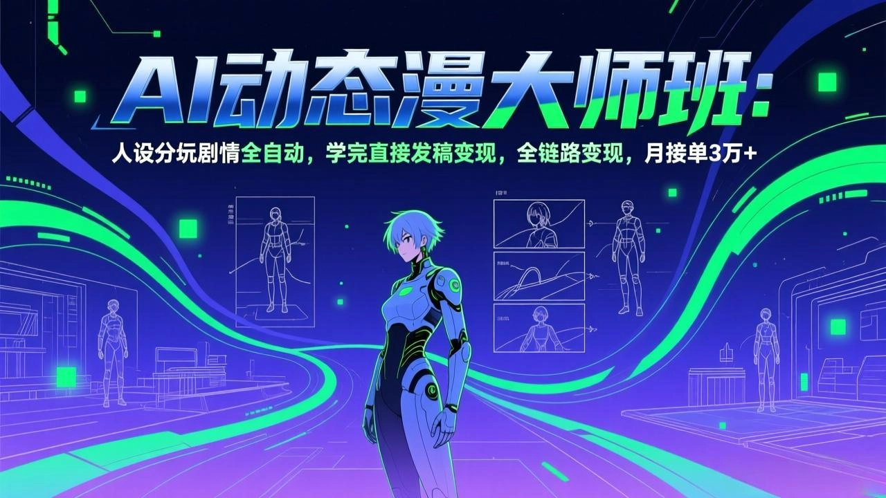 AI动态漫剧大师班：人设分镜剧情全自动，学完直接发稿变现，全链路变现，月接单3万+-黑猫博客