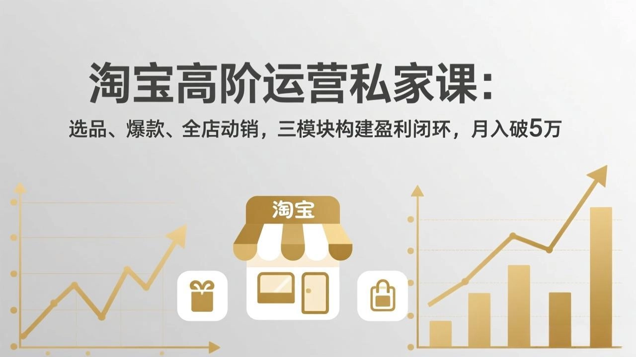 淘宝高阶运营私家课：选品、爆款、全店动销，三模块构建盈利闭环，月入破5万(更新26年2月-黑猫博客