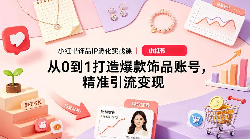 小红书饰品IP孵化实战课｜从0到1打造爆款饰品账号，精准引流变现-黑猫博客