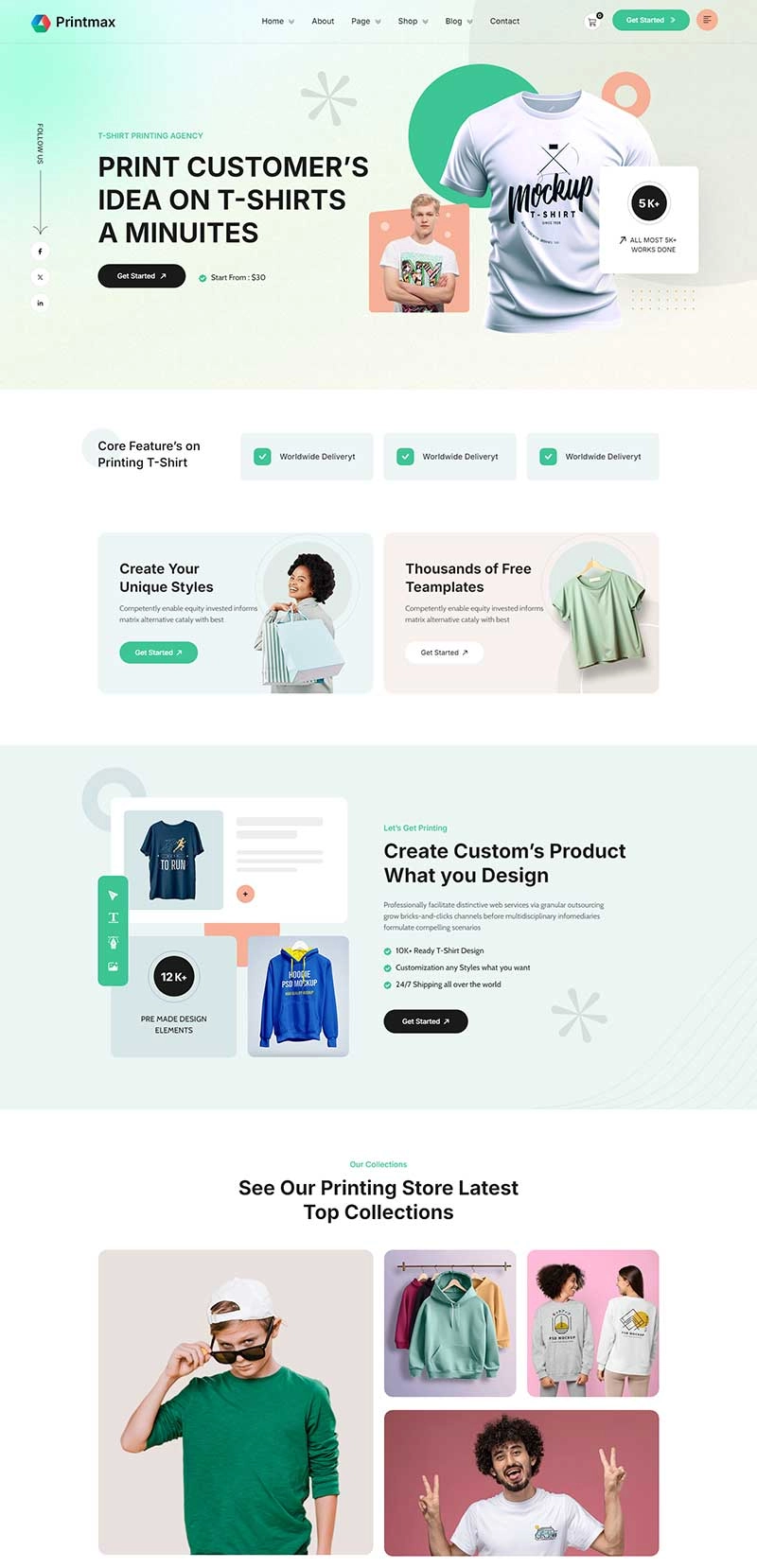 响应式服装T恤品牌官网网页模板-黑猫博客