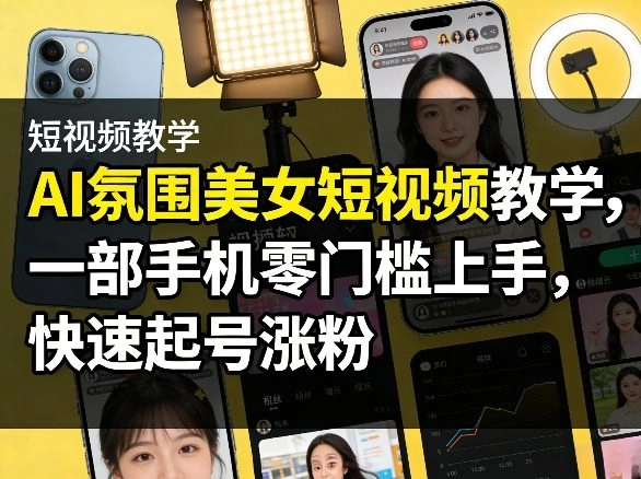 AI氛围美女短视频教学，一部手机零门槛上手，快速起号涨粉-黑猫博客