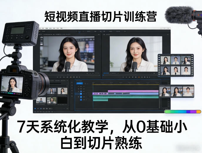 短视频直播切片训练营，7天系统化教学，从0基础小白到切片熟练-黑猫博客