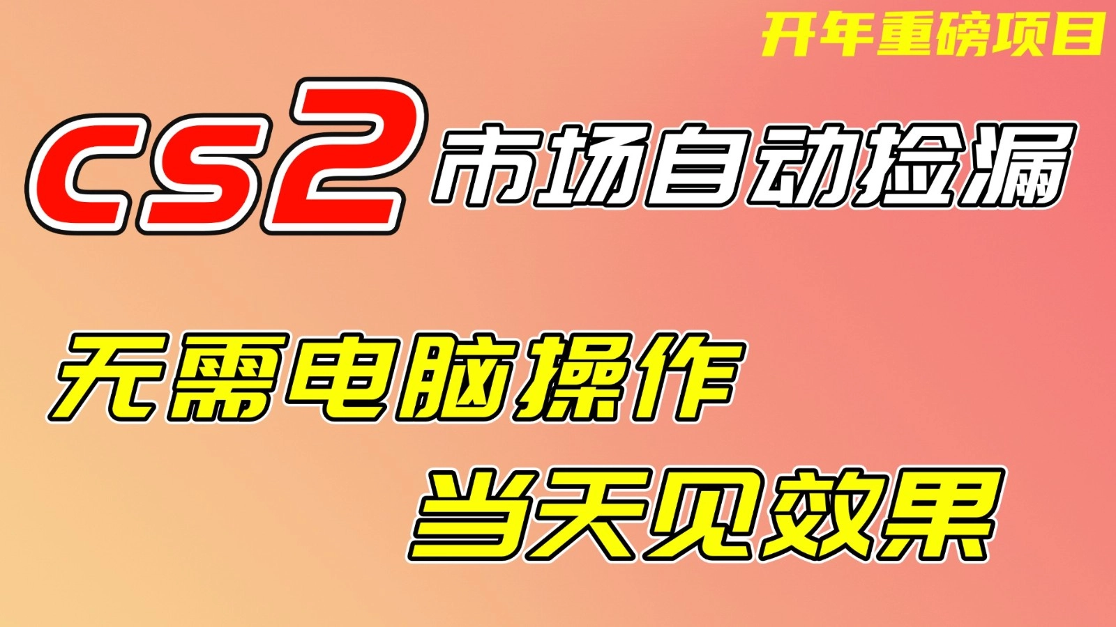 CS2市场挂机项，无需电脑操作，无需进入游戏，当天见效果，支持任何形式验证-黑猫博客