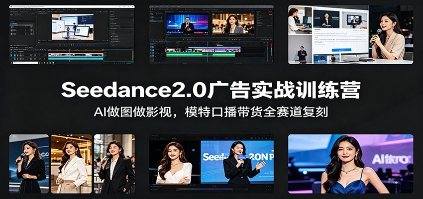 Seedance2.0广告实战训练营：AI做图做影视，模特口播带货全赛道复刻-黑猫博客