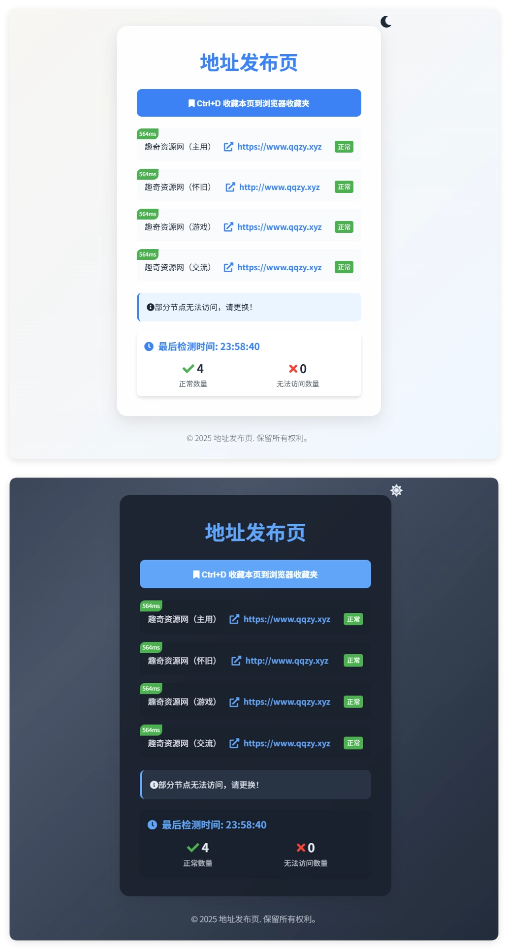 全新UI自适应网址发布页源码-黑猫博客