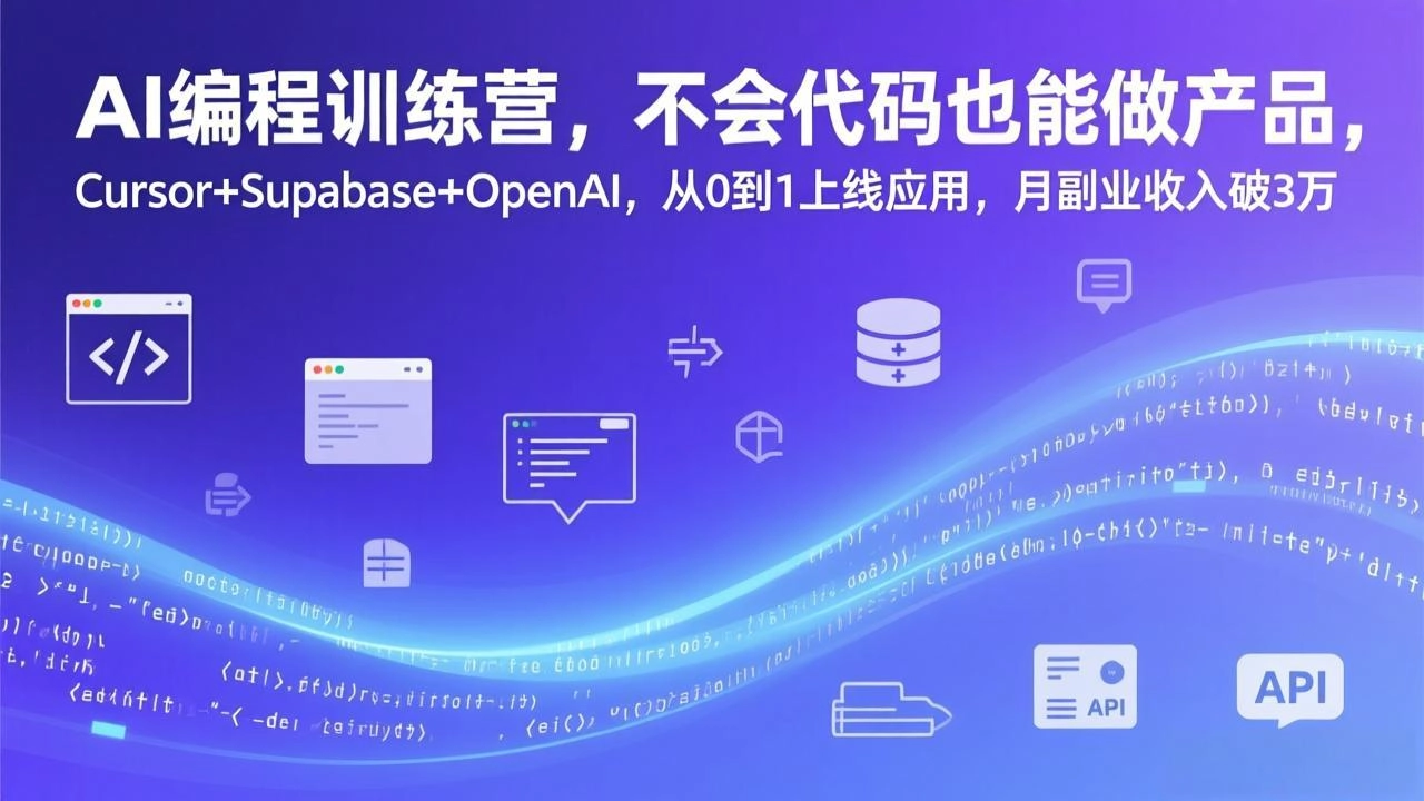 AI编程训练营，不会代码也能做产品，Cursor+Supabase+OpenAI，从0到1上线应用，月副业收入破3万-黑猫博客