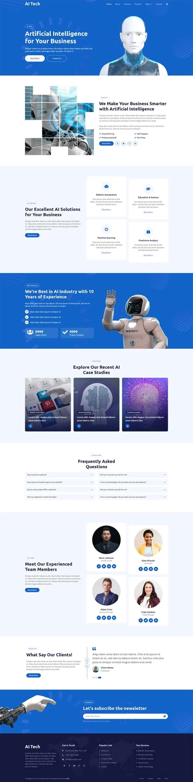 蓝色人工智能科技公司html5模板-黑猫博客