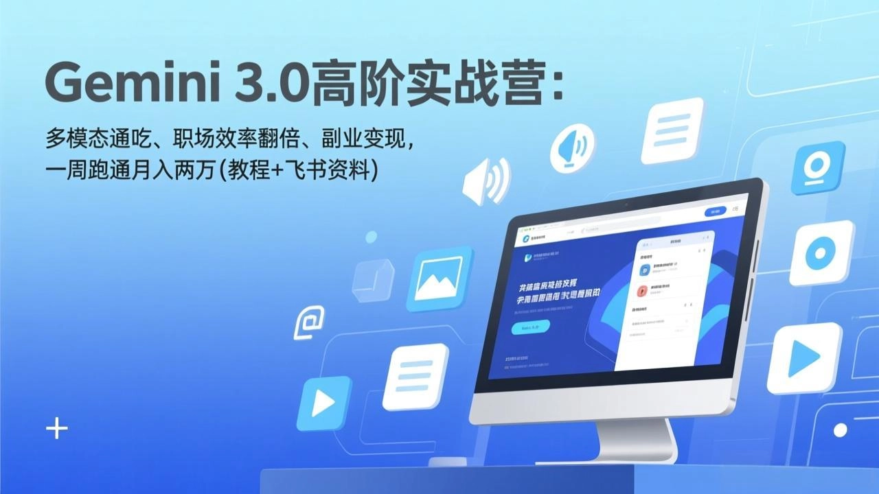 Gemini 3.0高阶实战营：多模态通吃、职场效率翻倍、副业变现，一周跑通月入两万(教程+飞书资料-黑猫博客