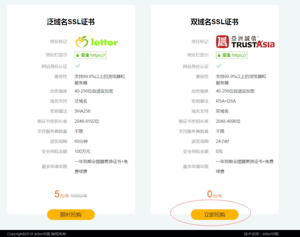 letter双域名SSL证书免费领取一年-黑猫博客