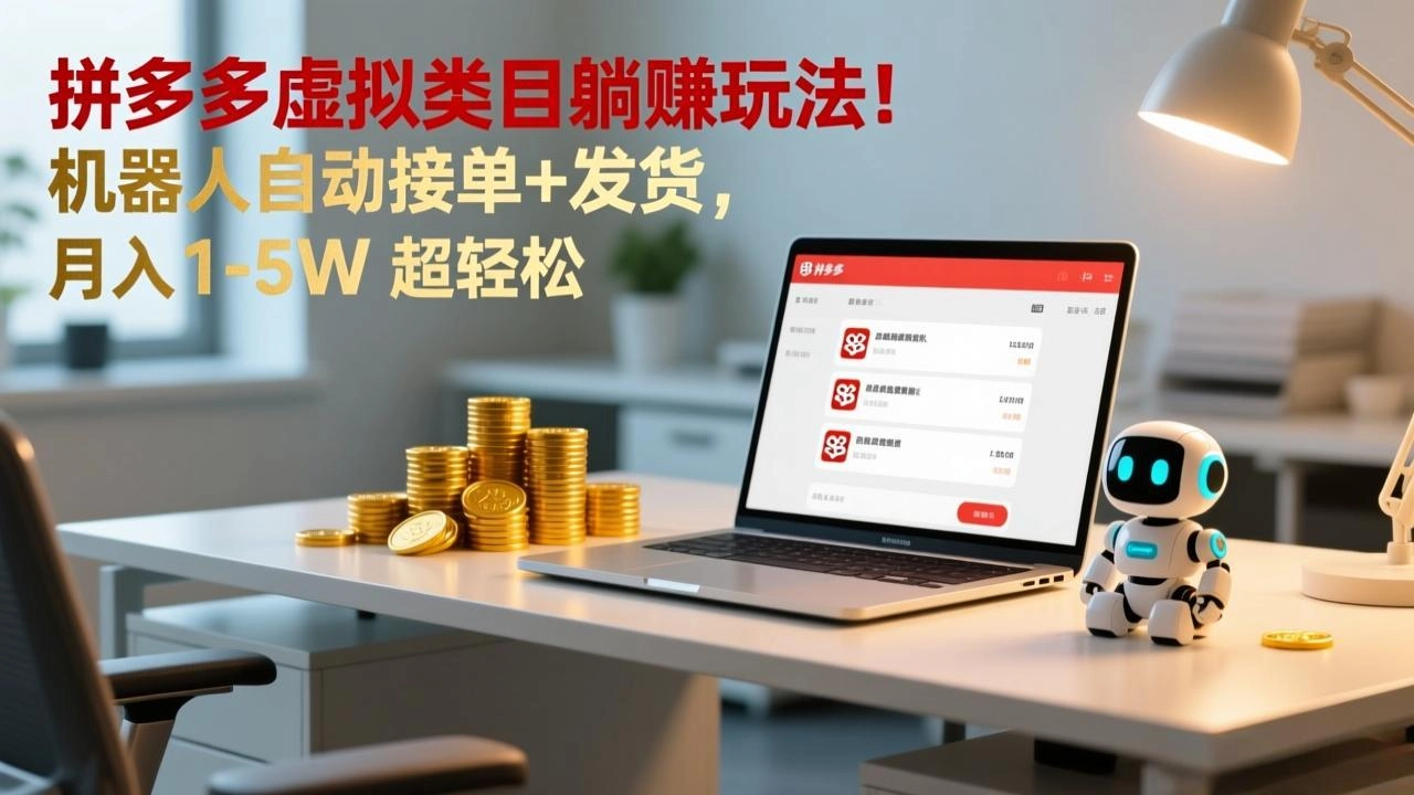 多多虚拟类目躺赚玩法！机器人自动接单+发货，月入 1-5W 超轻松-黑猫博客
