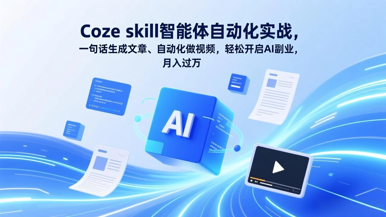 Coze skill智能体自动化实战，一句话生成文章、自动化做视频，轻松开启AI副业，月入过万-黑猫博客