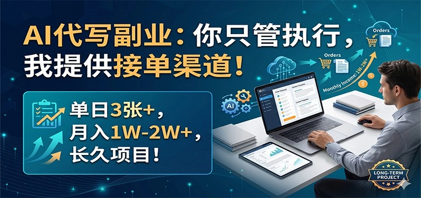 AI代写副业：你只管执行，我提供接单渠道！单日3张+，月入1W-2W+，长久项目-黑猫博客