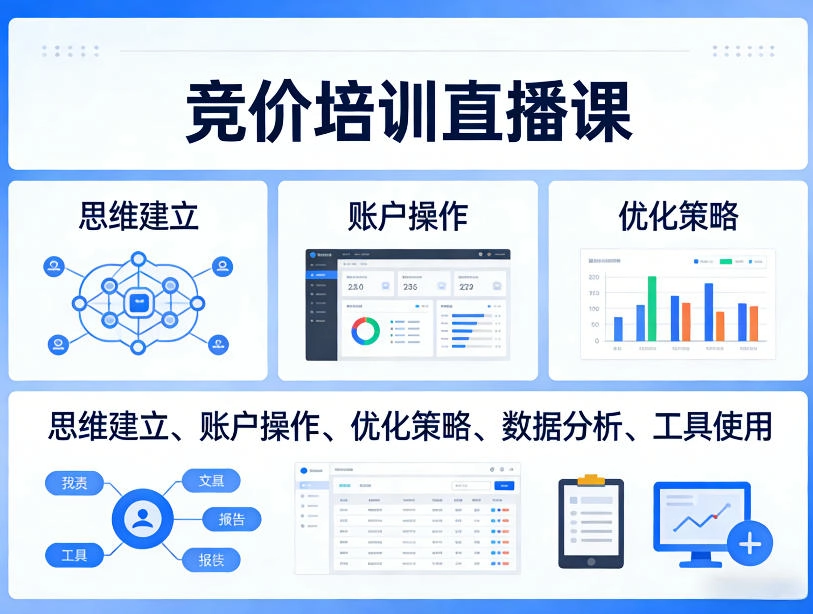 竞价培训直播课，覆盖思维建立、账户操作、优化策略、数据分析、工具使用等，全方位提升效果-黑猫博客