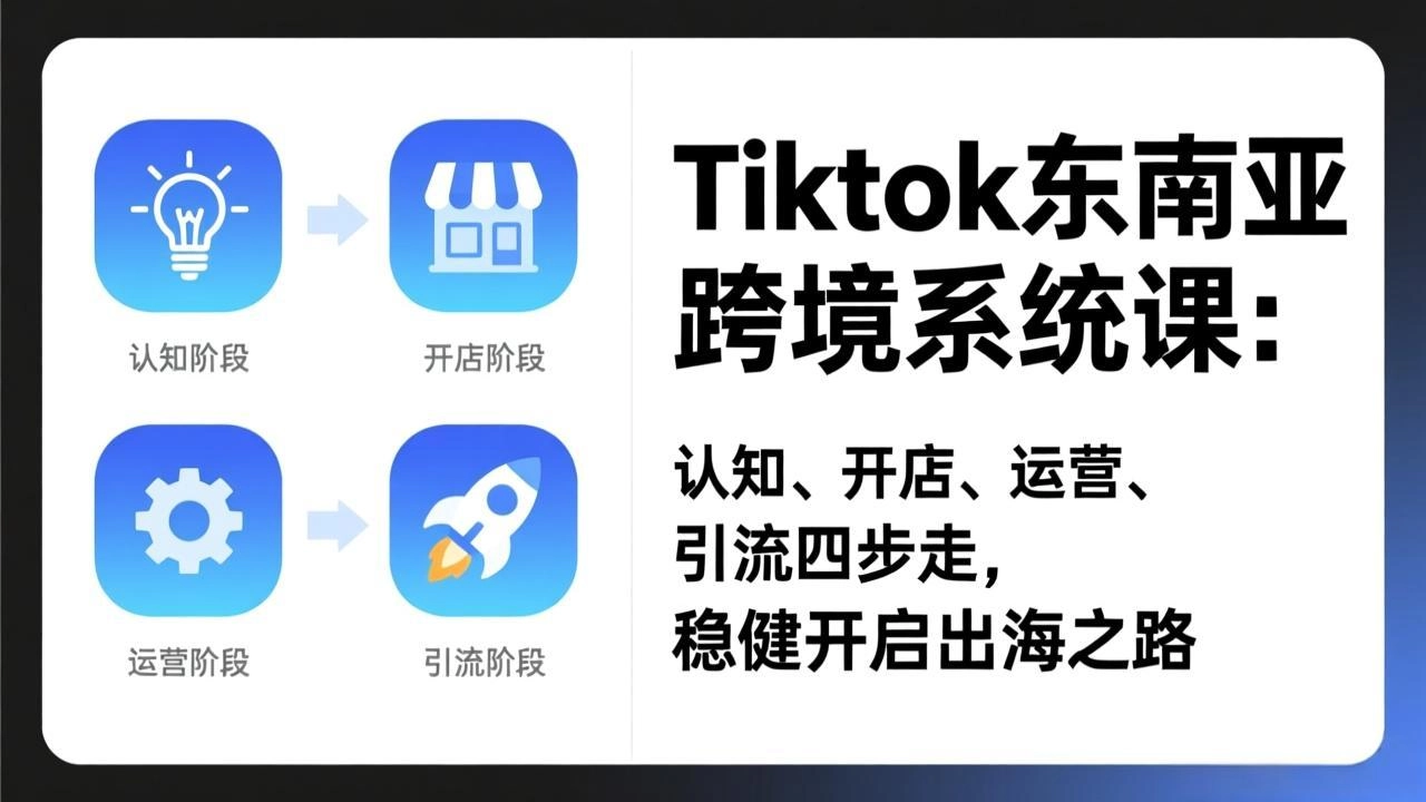 TikTok东南亚跨境系统课：认知、开店、运营、引流四步走，稳健开启出海之路-黑猫博客